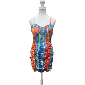 Girl Soul Colorful Striped Ruched Dress